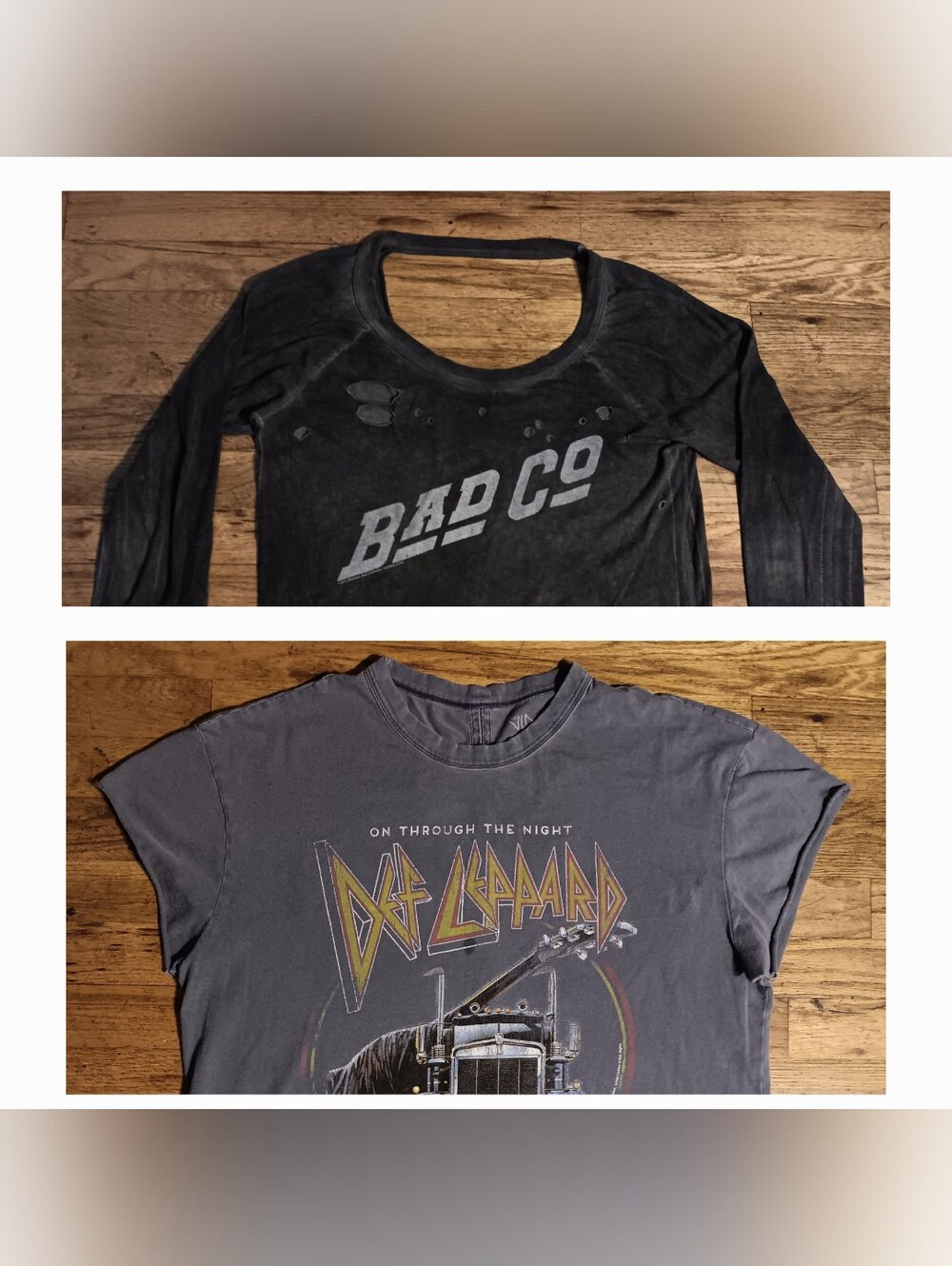 TRUNK LTD Women's Black/Gray BAD CO Def Leppard 2 t-shirt lot rocker chic chiq